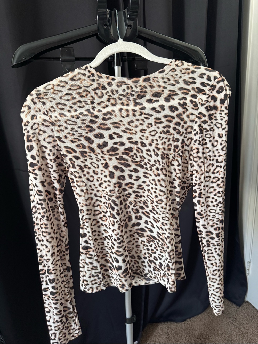 iris Leopard Print Long Sleeve Top - Brown & Black on Cream
